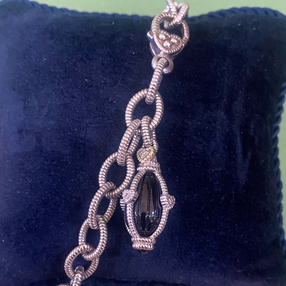 Judith Ripka Silver Bracelet with Black Onyx Accent and 18k heart